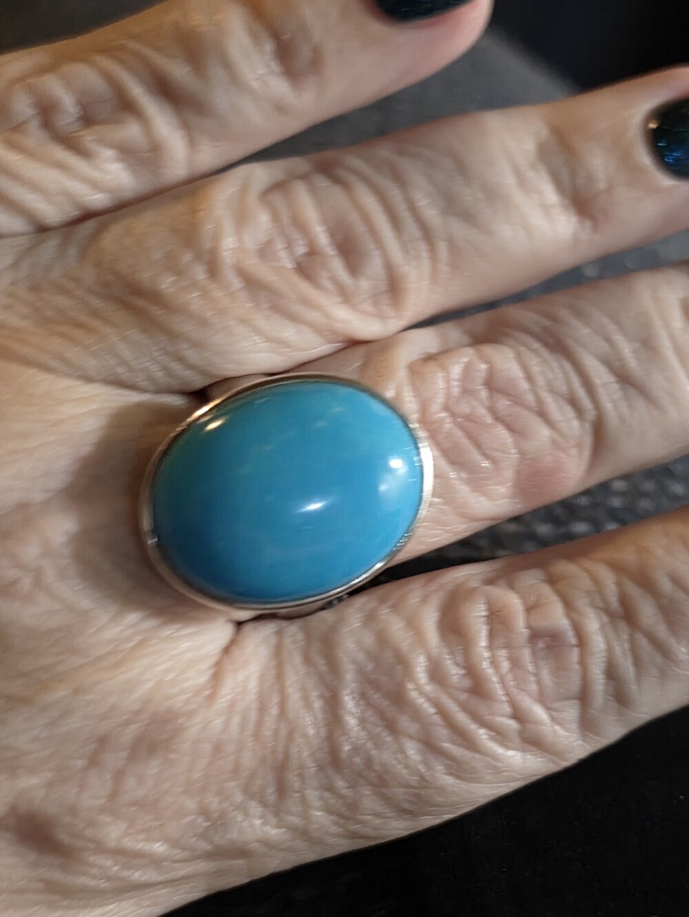 Sleeping Beauty Turquoise Oval Silver Ring